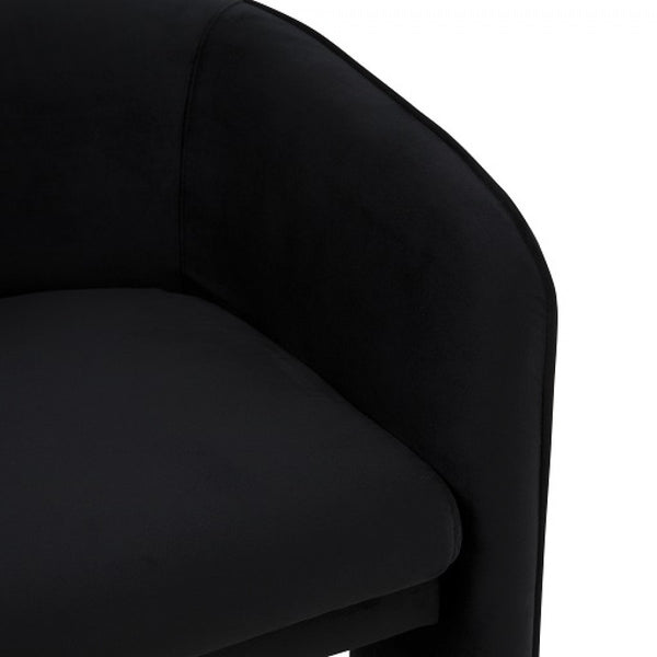 Homeroots 24" Black Velvet Barrel Chair   488448
