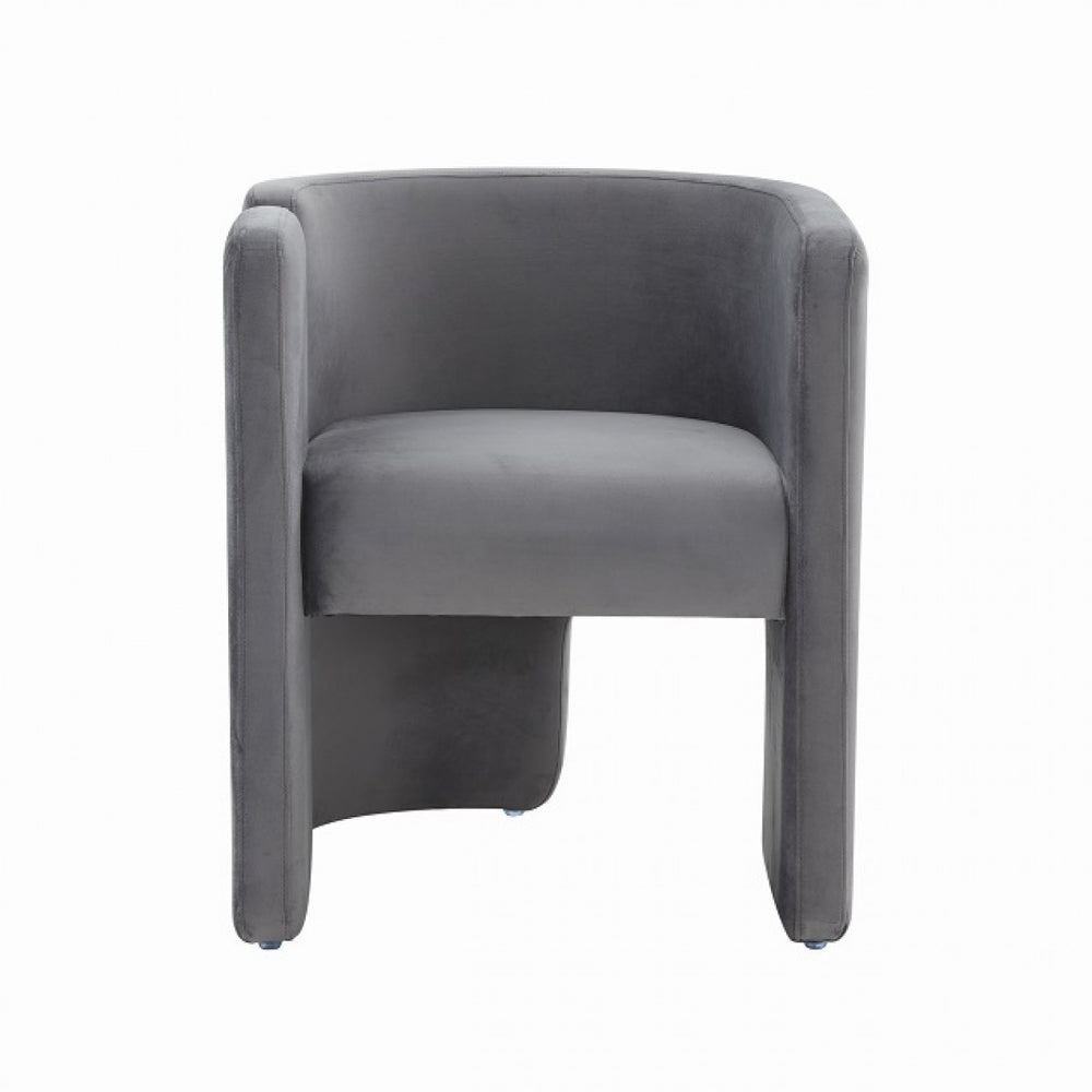 Homeroots 24" Grey Velvet Asymmetrical Base Arm Chair   488449
