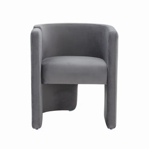 Homeroots 24" Grey Velvet Asymmetrical Base Arm Chair   488449