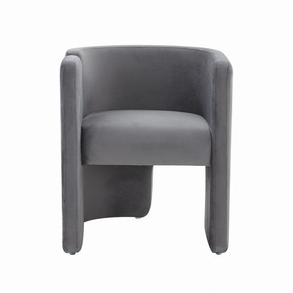 Homeroots 24" Grey Velvet Asymmetrical Base Arm Chair   488449