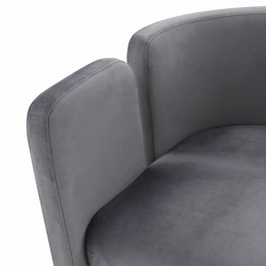 Homeroots 24" Grey Velvet Asymmetrical Base Arm Chair   488449