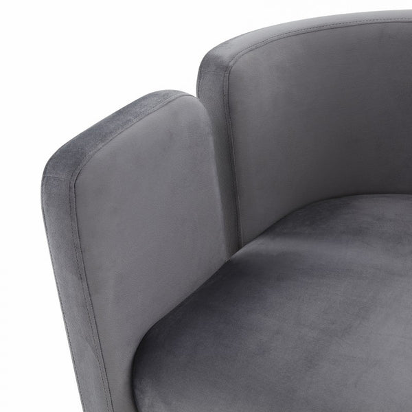 Homeroots 24" Grey Velvet Asymmetrical Base Arm Chair   488449