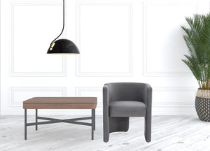 Homeroots 24" Grey Velvet Asymmetrical Base Arm Chair   488449