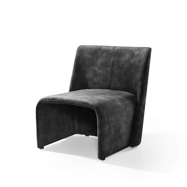 Homeroots 28" Dark Grey Velvet Solid Color Side Chair   488451