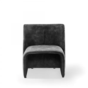 Homeroots 28" Dark Grey Velvet Solid Color Side Chair   488451