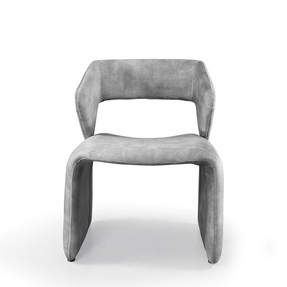 Homeroots 25" Light Grey Velvet Solid Color Side Chair   488452