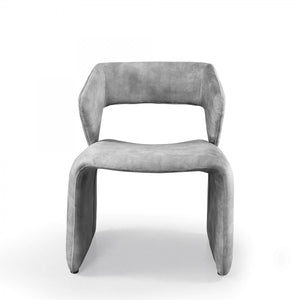 Homeroots 25" Light Grey Velvet Solid Color Side Chair   488452