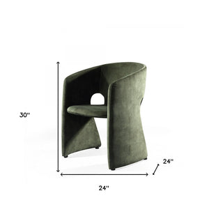 Homeroots 24" Green Velvet Solid Color Barrel Chair   488453