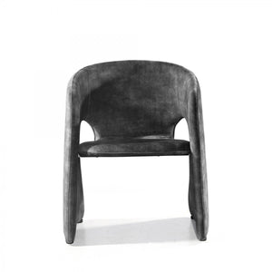 Homeroots 24" Dark Grey Velvet Solid Color Barrel Chair   488454