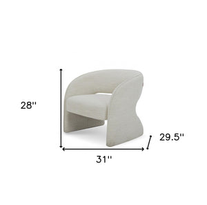 Homeroots 31" Cream Textural Solid Color Arm Chair   488457