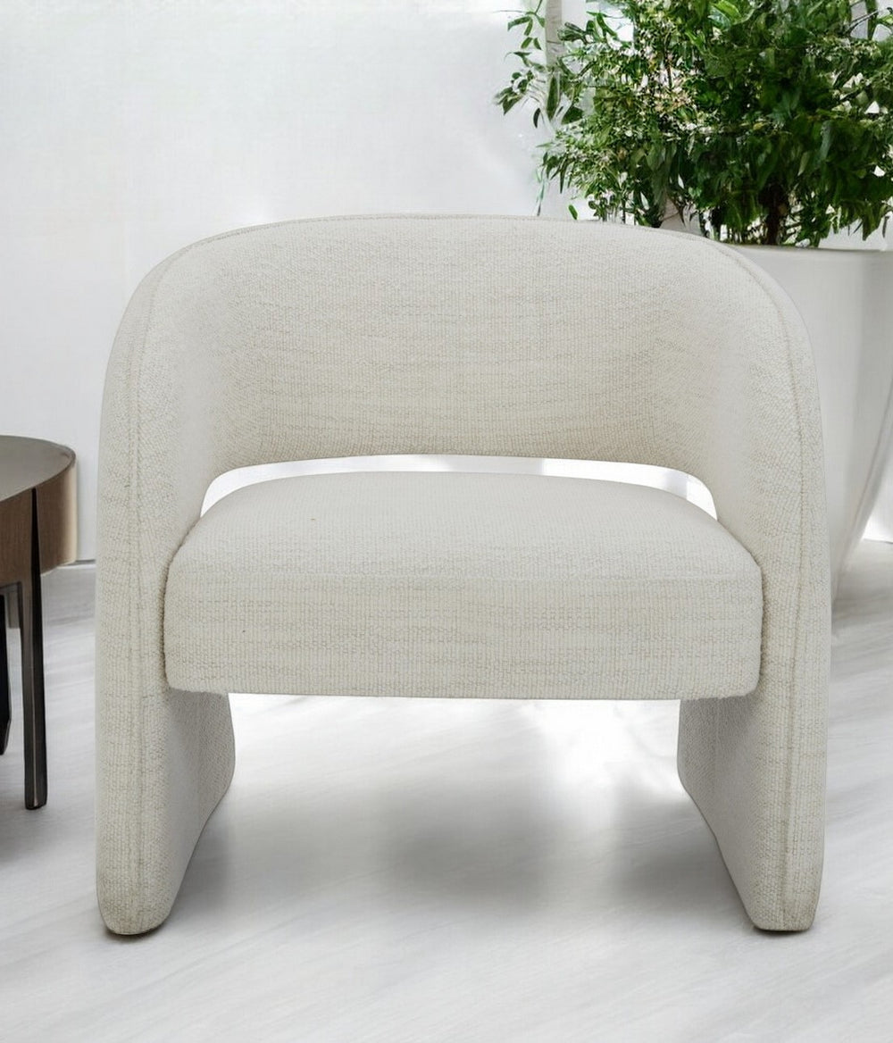 Homeroots 31" Cream Textural Solid Color Arm Chair   488457