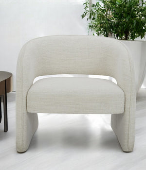 Homeroots 31" Cream Textural Solid Color Arm Chair   488457