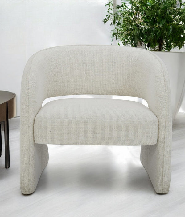 Homeroots 31" Cream Textural Solid Color Arm Chair   488457