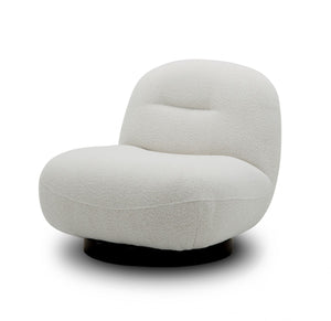 Homeroots 33" Cream Fabric Swivel Lounge Chair   488459
