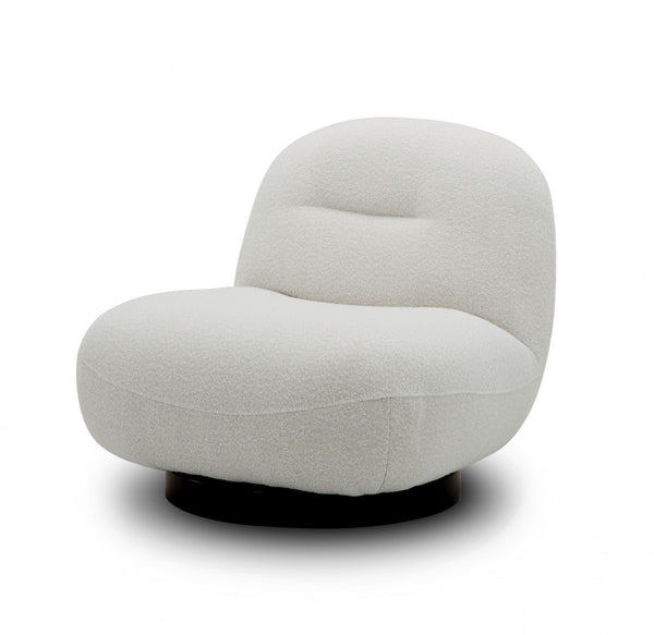 Homeroots 33" Cream Fabric Swivel Lounge Chair   488459