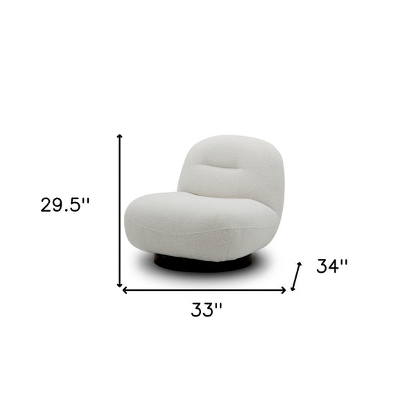 Homeroots 33" Cream Fabric Swivel Lounge Chair   488459