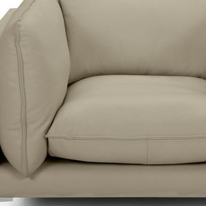 Homeroots 43" Taupe And Silver Top Grain Leather Arm Chair   488460