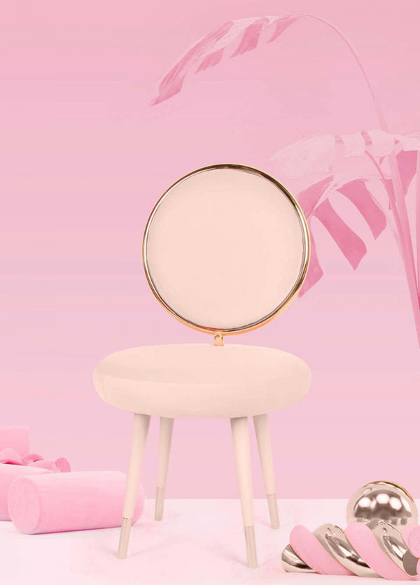 Homeroots Set Of Two 21" Pink Velvet And Pink And Gold Solid Color Side Chair   488461