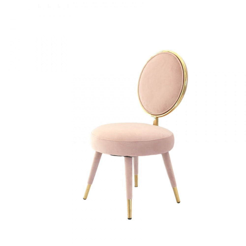 Homeroots Set Of Two 21" Pink Velvet And Pink And Gold Solid Color Side Chair   488461