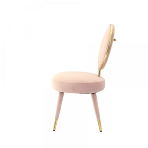 Homeroots Set Of Two 21" Pink Velvet And Pink And Gold Solid Color Side Chair   488461