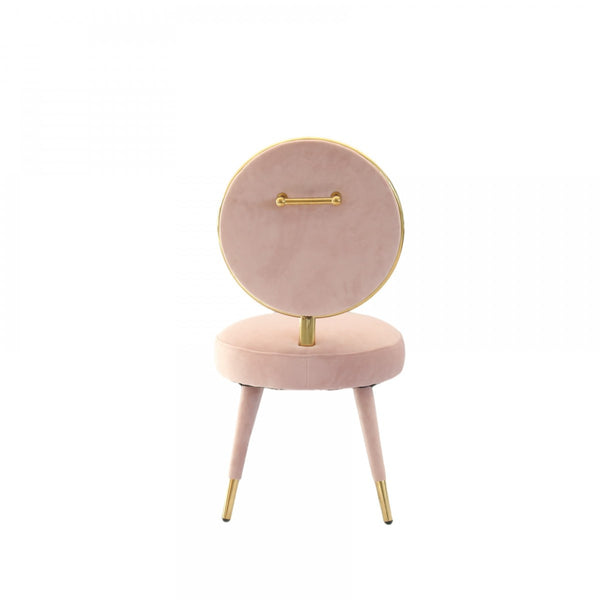 Homeroots Set Of Two 21" Pink Velvet And Pink And Gold Solid Color Side Chair   488461