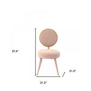 Homeroots Set Of Two 21" Pink Velvet And Pink And Gold Solid Color Side Chair   488461