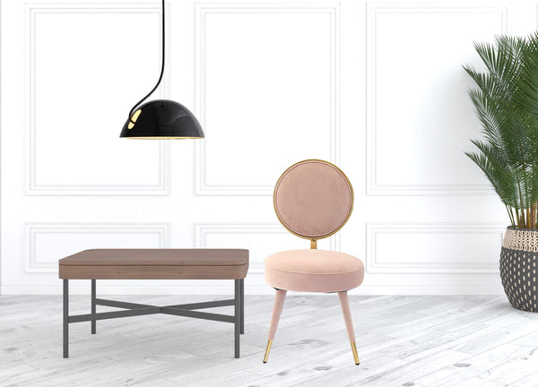 Homeroots Set Of Two 21" Pink Velvet And Pink And Gold Solid Color Side Chair   488461