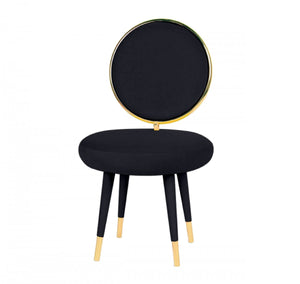 Homeroots Set Of Two 21" Black Velvet And Black And Gold Solid Color Side Chair   488462