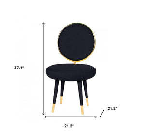 Homeroots Set Of Two 21" Black Velvet And Black And Gold Solid Color Side Chair   488462