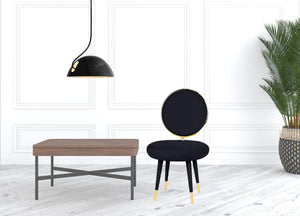 Homeroots Set Of Two 21" Black Velvet And Black And Gold Solid Color Side Chair   488462