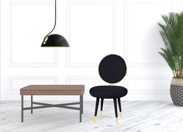 Homeroots Set Of Two 21" Black Velvet And Black And Gold Solid Color Side Chair   488462