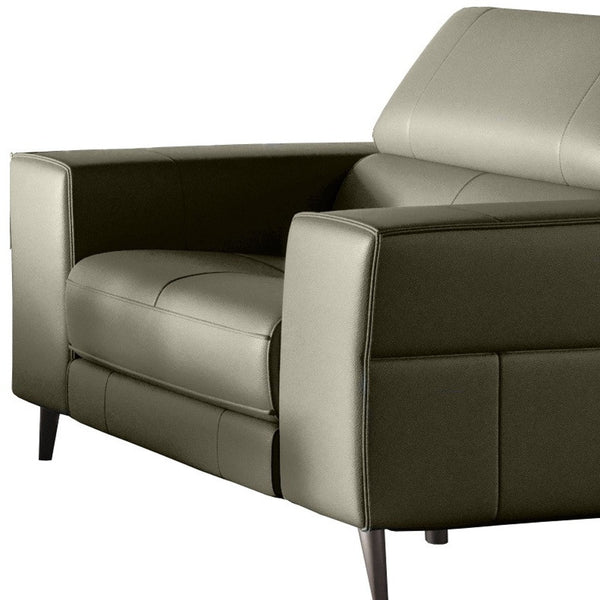 Homeroots 41" Dark Grey Genuine Leather Power Recliner   488467