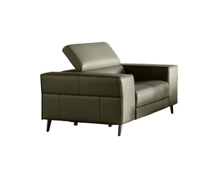 Homeroots 41" Dark Grey Genuine Leather Power Recliner   488467