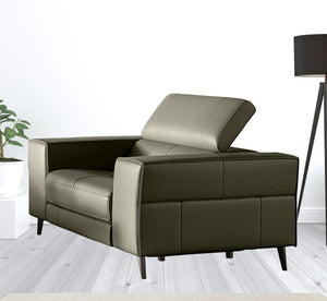 Homeroots 41" Dark Grey Genuine Leather Power Recliner   488467