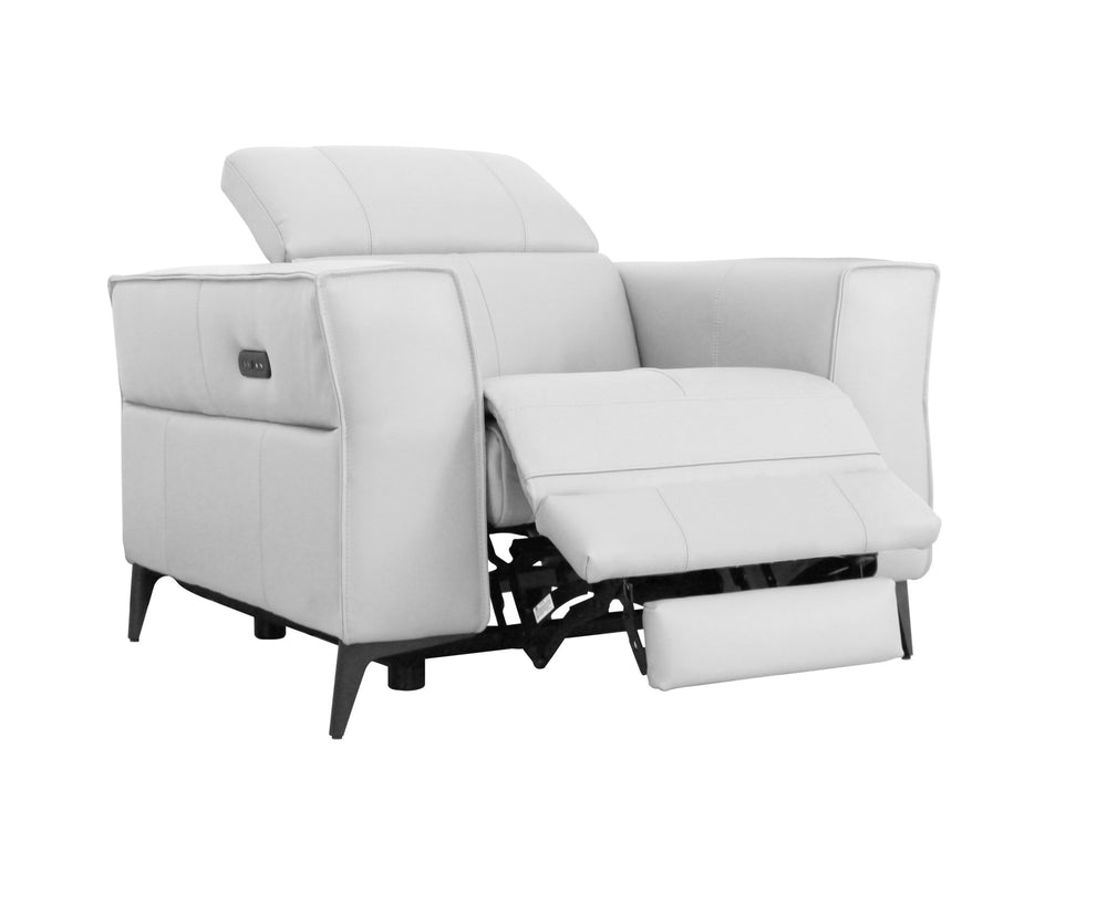 Homeroots 41" White Genuine Leather Power Recliner   488468