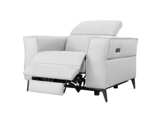 Homeroots 41" White Genuine Leather Power Recliner   488468