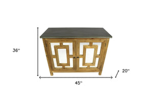 HomeRoots 45" Solid Wood Geometric Sideboard with Dual Doors, Stylish Storage for Any Room, Brown & Gray Finish 488481