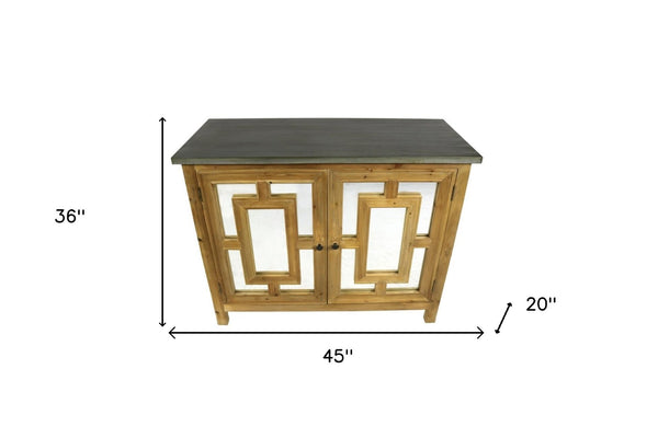 HomeRoots 45" Solid Wood Geometric Sideboard with Dual Doors, Stylish Storage for Any Room, Brown & Gray Finish 488481