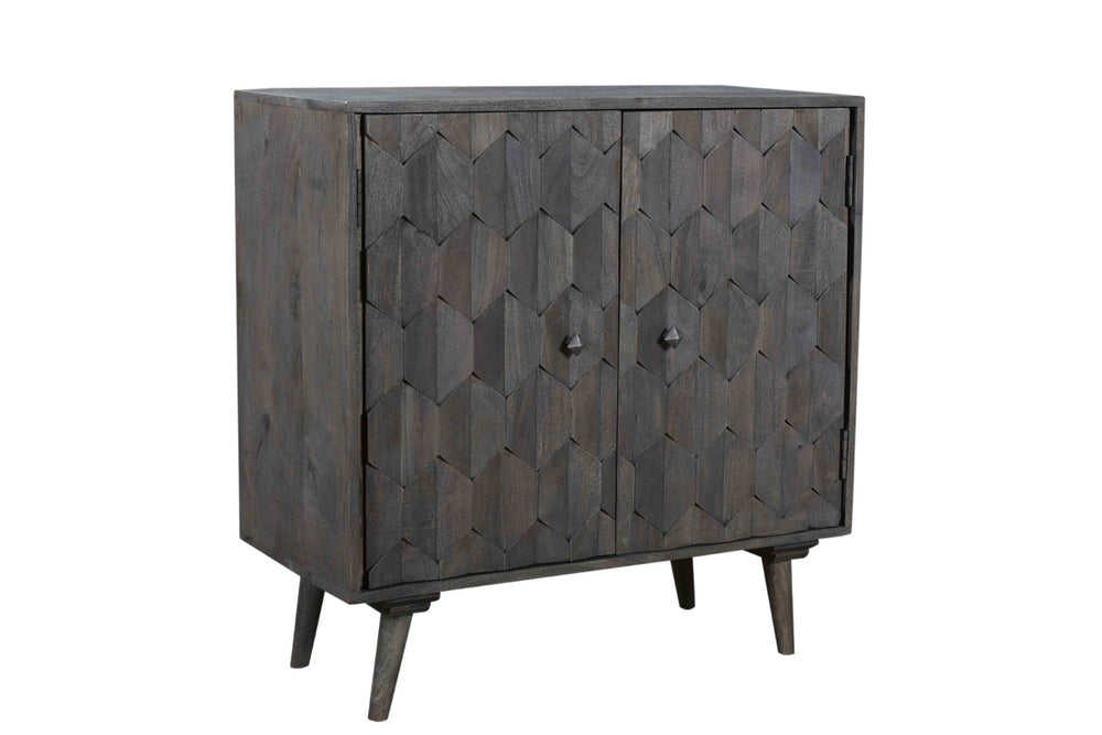 HomeRoots 35" Dark Gray Solid Wood Sideboard - Elegant Storage Cabinet with Two Doors for Any Room Decor 488486