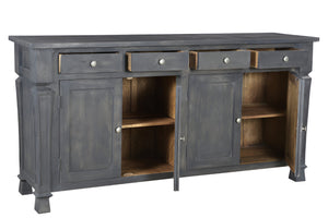 HomeRoots 72" Dark Gray Solid Wood Sideboard with Four Drawers & Doors - Elegant Storage Solution for Every Room 488489