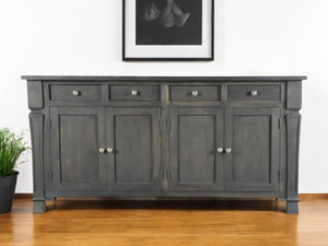 HomeRoots 72" Dark Gray Solid Wood Sideboard with Four Drawers & Doors - Elegant Storage Solution for Every Room 488489