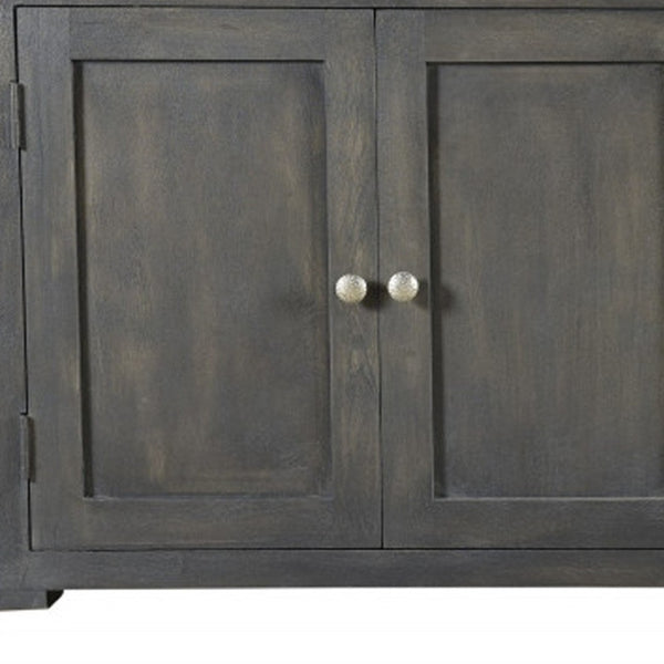 HomeRoots 72" Dark Gray Solid Wood Sideboard with Four Drawers & Doors - Elegant Storage Solution for Every Room 488489