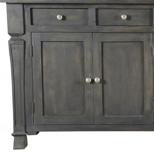 HomeRoots 72" Dark Gray Solid Wood Sideboard with Four Drawers & Doors - Elegant Storage Solution for Every Room 488489