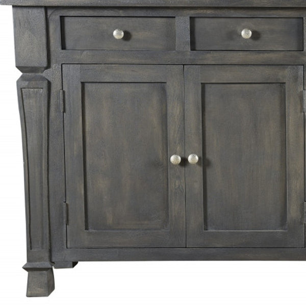 HomeRoots 72" Dark Gray Solid Wood Sideboard with Four Drawers & Doors - Elegant Storage Solution for Every Room 488489