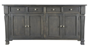 HomeRoots 72" Dark Gray Solid Wood Sideboard with Four Drawers & Doors - Elegant Storage Solution for Every Room 488489