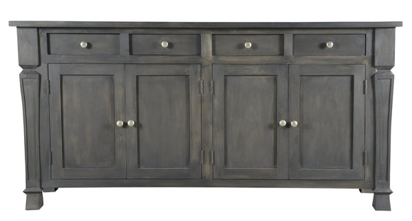 HomeRoots 72" Dark Gray Solid Wood Sideboard with Four Drawers & Doors - Elegant Storage Solution for Every Room 488489
