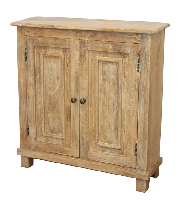 HomeRoots 34" Elegant Light Brown Solid Wood Sideboard - Stylish Storage with Two Doors for Any Room 488492