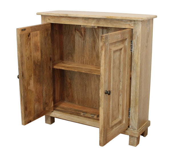 HomeRoots 34" Elegant Light Brown Solid Wood Sideboard - Stylish Storage with Two Doors for Any Room 488492