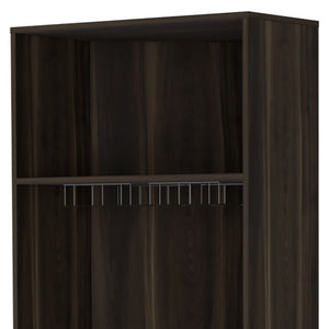 Homeroots 27" Dark Brown Corner Bar Cabinet With Multiple Shelves  Engineered Wood 488497