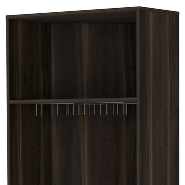 Homeroots 27" Dark Brown Corner Bar Cabinet With Multiple Shelves  Engineered Wood 488497